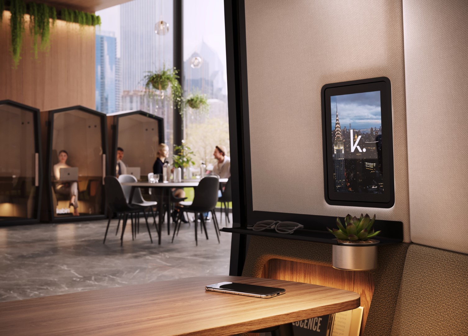 office privacy pods outward view